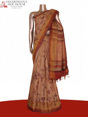 Pure Floral Tussar Silk Saree